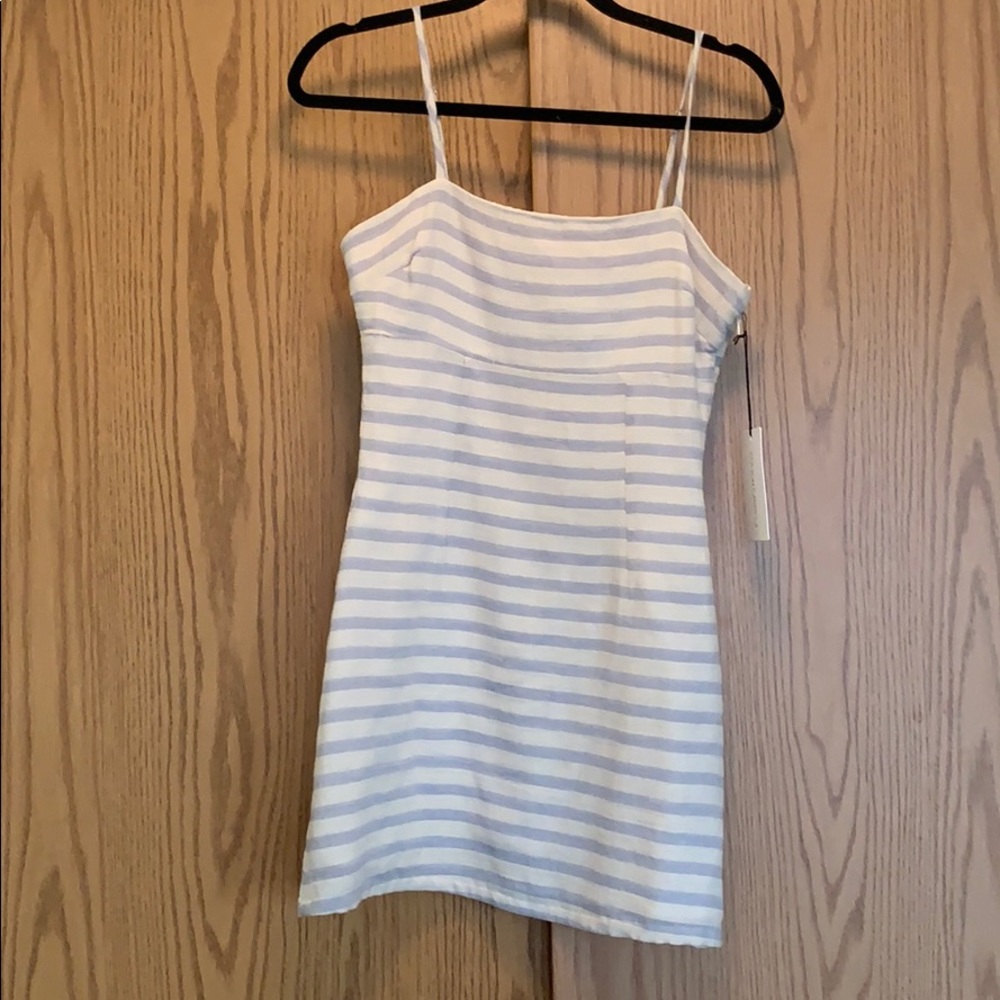 Cotton Candy White and Light Blue Striped Mini Dress